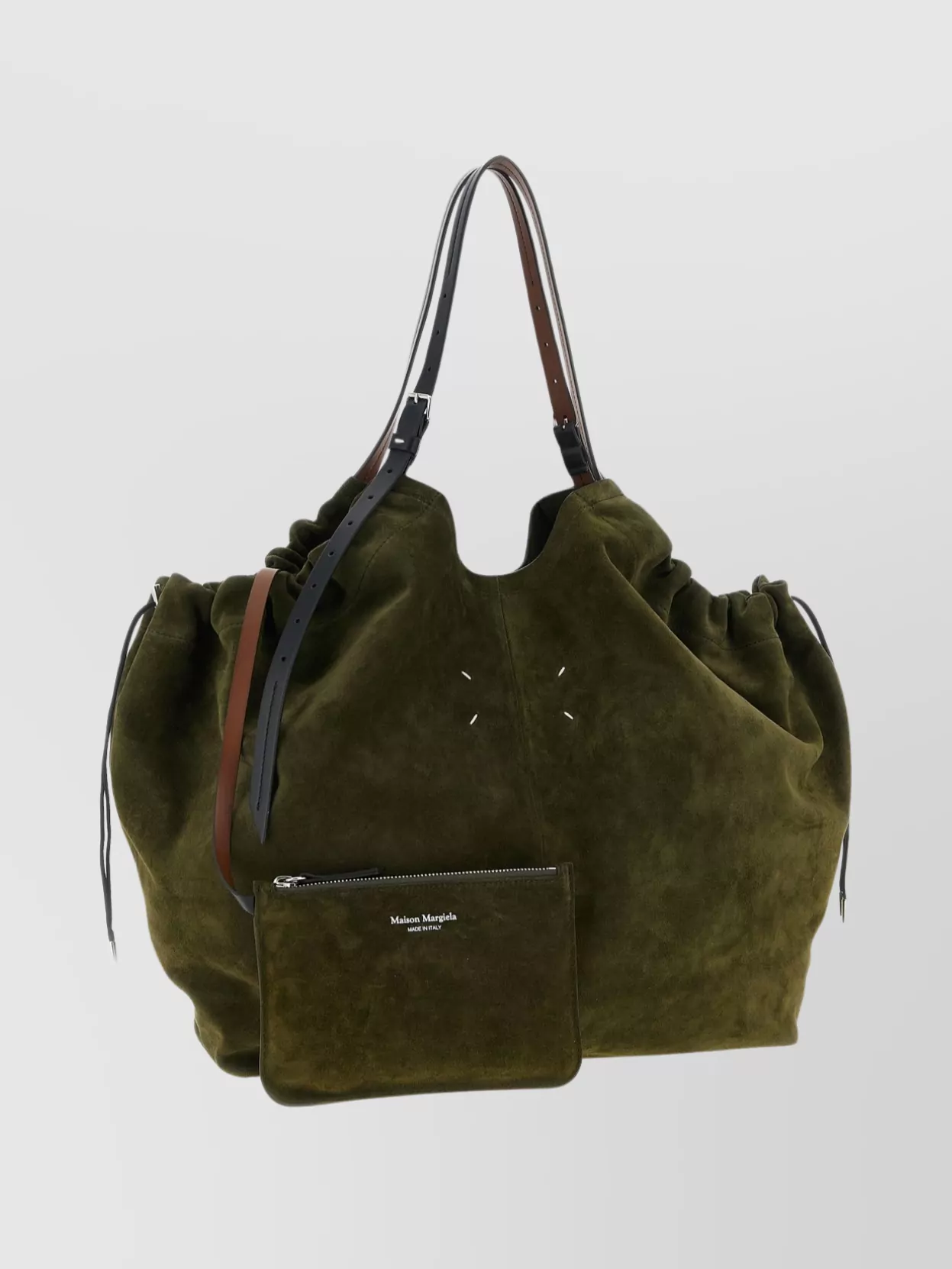 Maison Margiela Suede Drawstring Tote Bag With Dual Handles