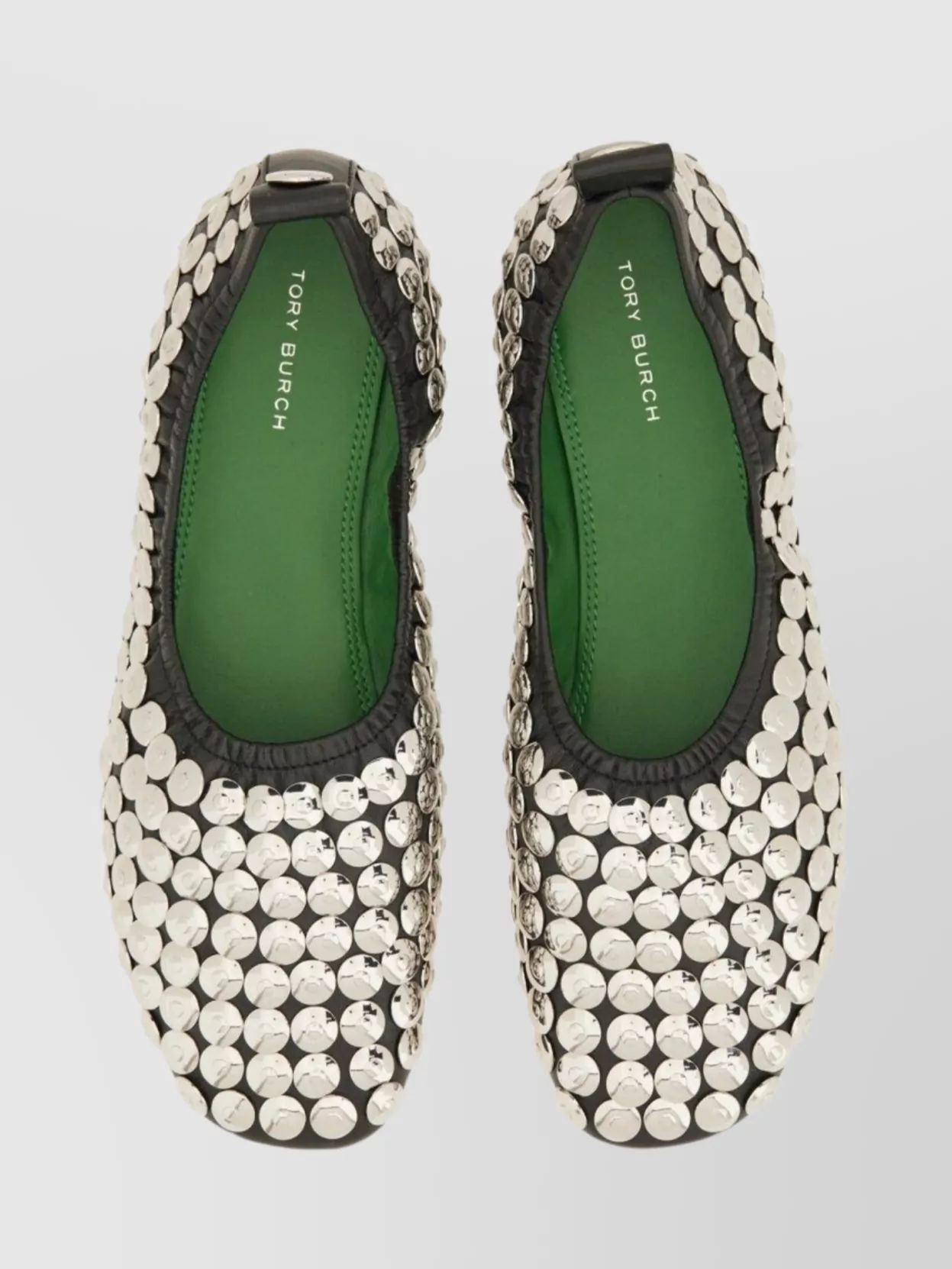 Tory Burch Studded Round Toe Ballerina Shoes With Flat Sole