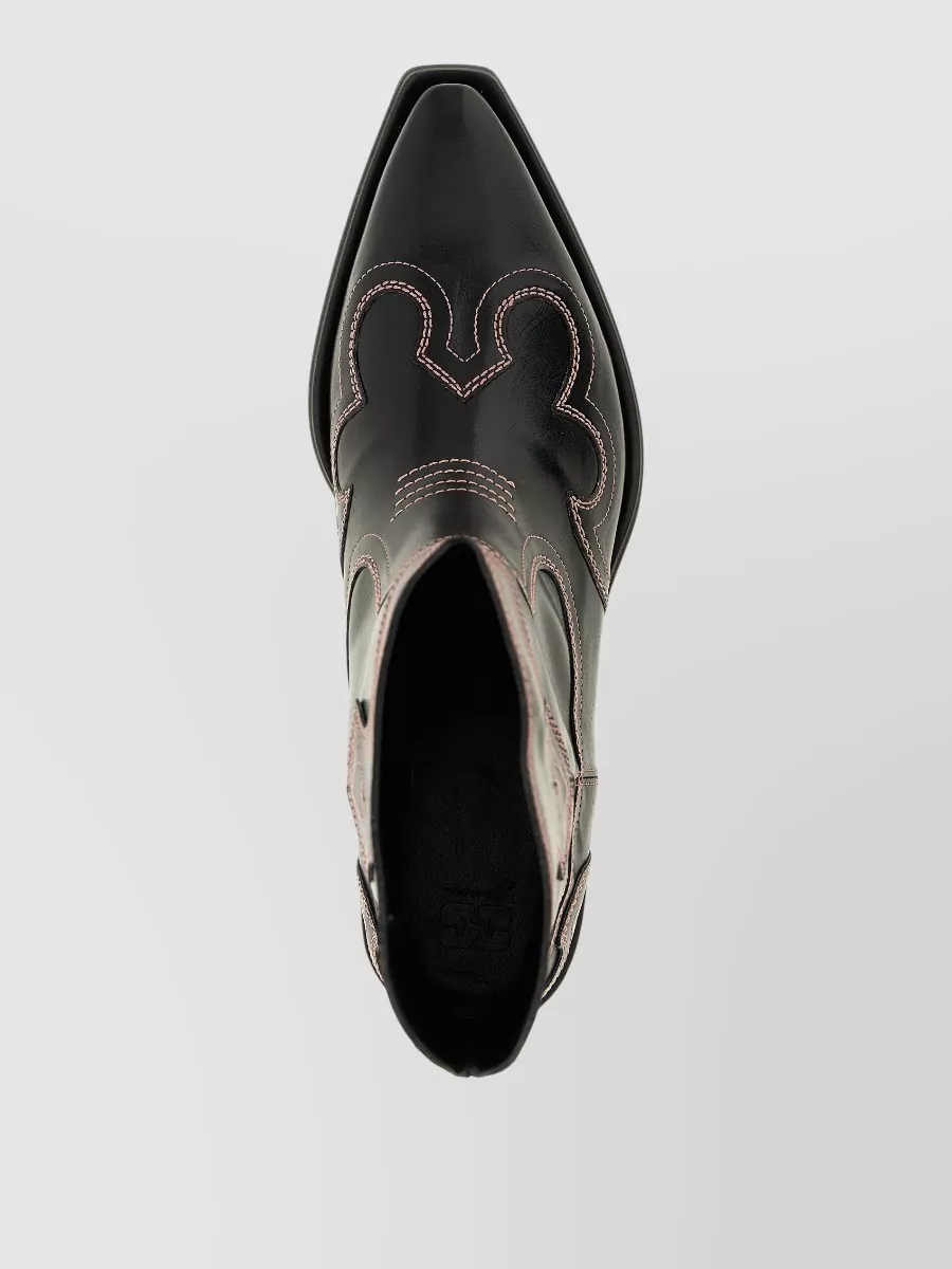 Ganni Western Ankle Boots Heart Stitching Detail