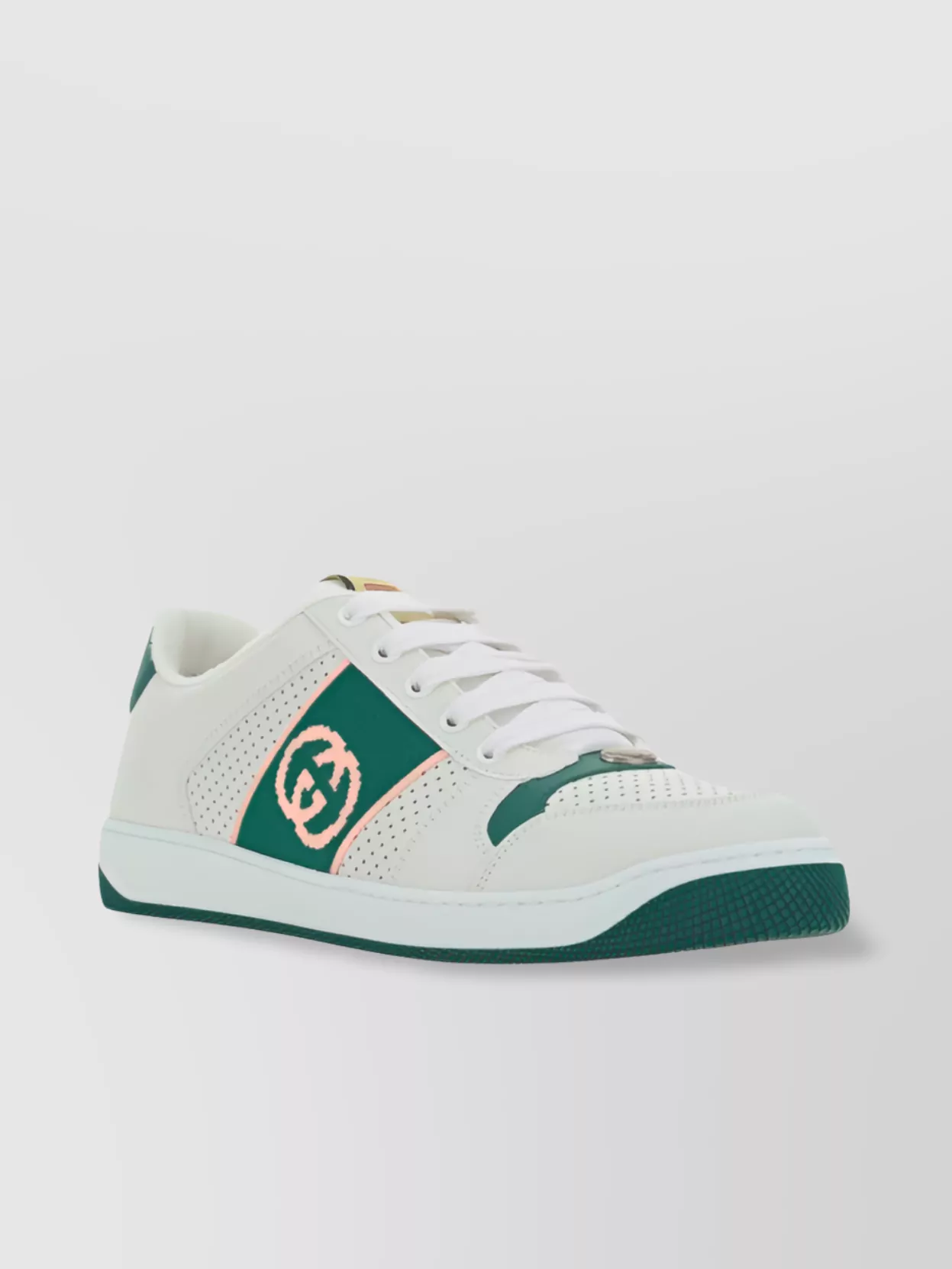 Gucci Round Toe Flat Sole Sneakers In White
