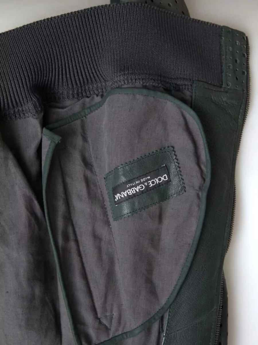Dolce&Gabbana Leather Perforated Bomber Jacket