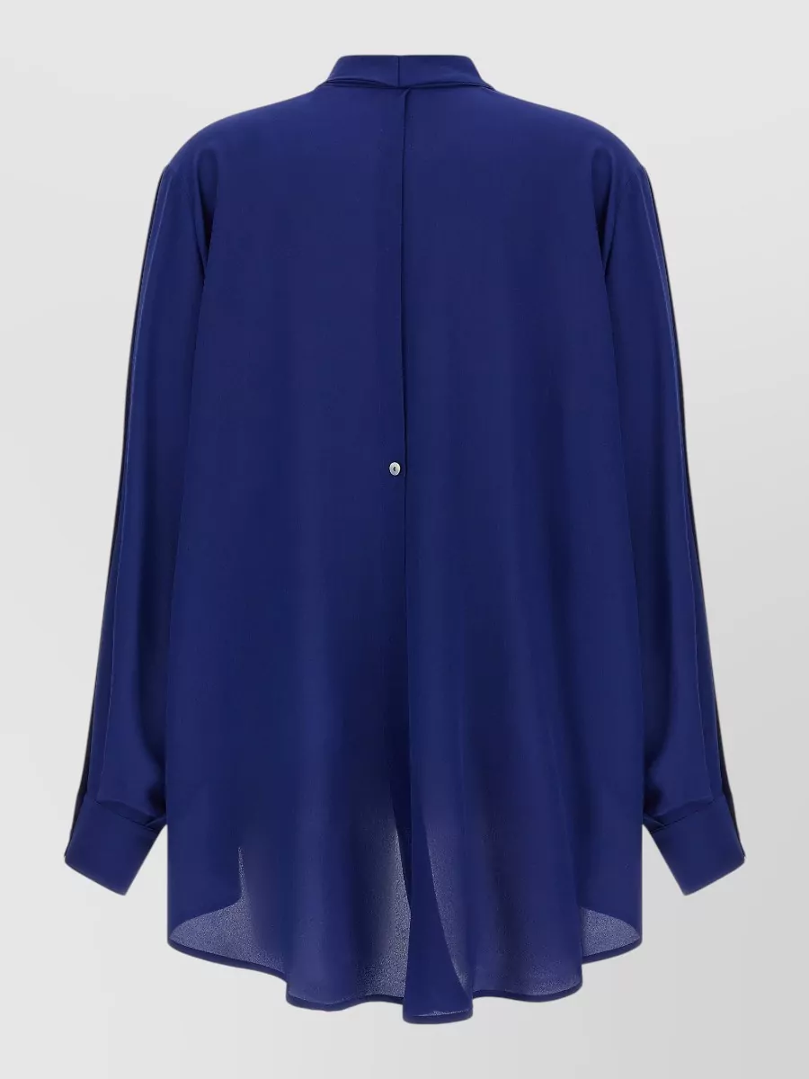 Di.la3 Pari' Silk Crepe De Chine Long-Sleeve Blouse