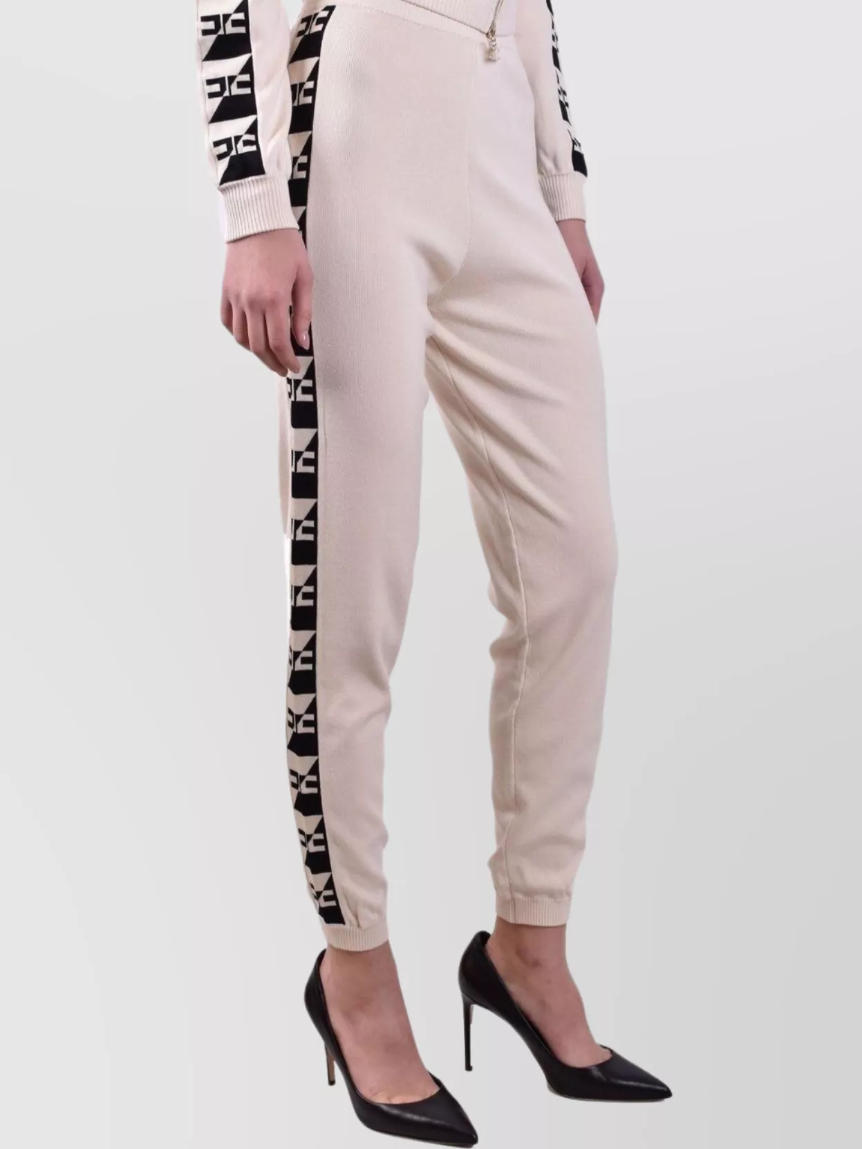 Elisabetta Franchi Trousers With Elastic Waistband And Ribbed Cuffs