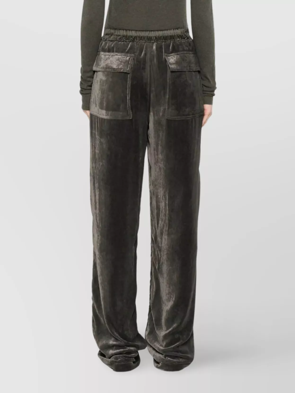 Rick Owens Velvet Drawstring Trousers Featuring Pockets