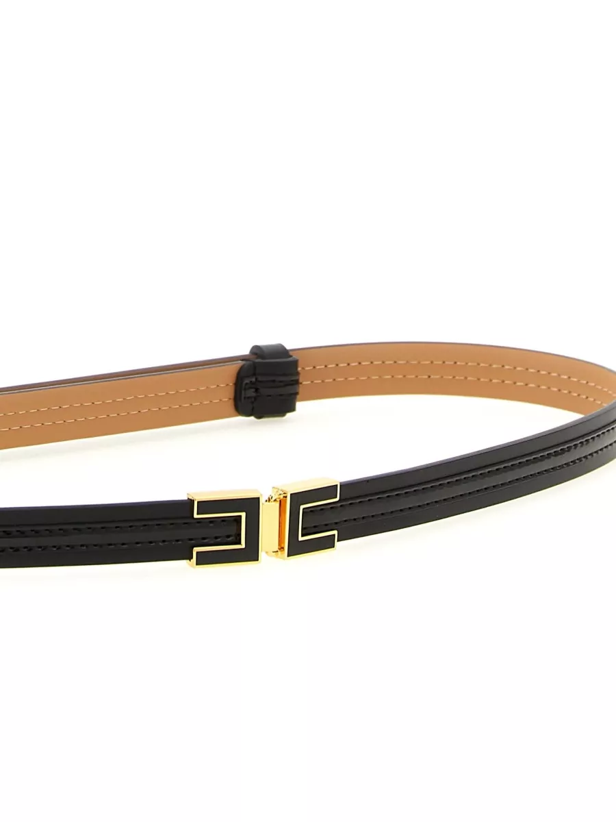 Elisabetta Franchi Leather Logo Buckle Belt