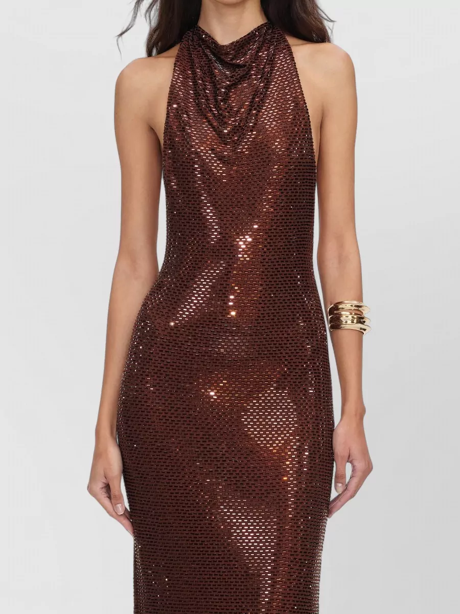 Self-Portrait Embellished Halterneck Racerback Maxi Gown