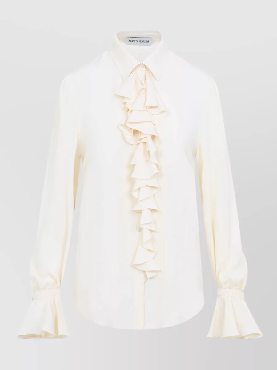 Alberta Ferretti silk crepe ruffled shirt