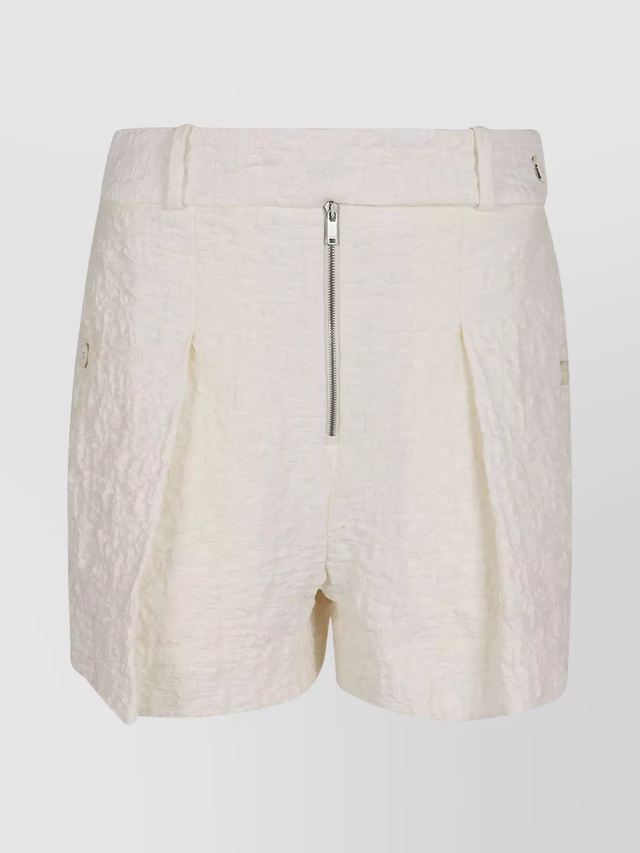 Shop Jil Sander Tailored Textured Fabric Shorts With Buttoned Belt
