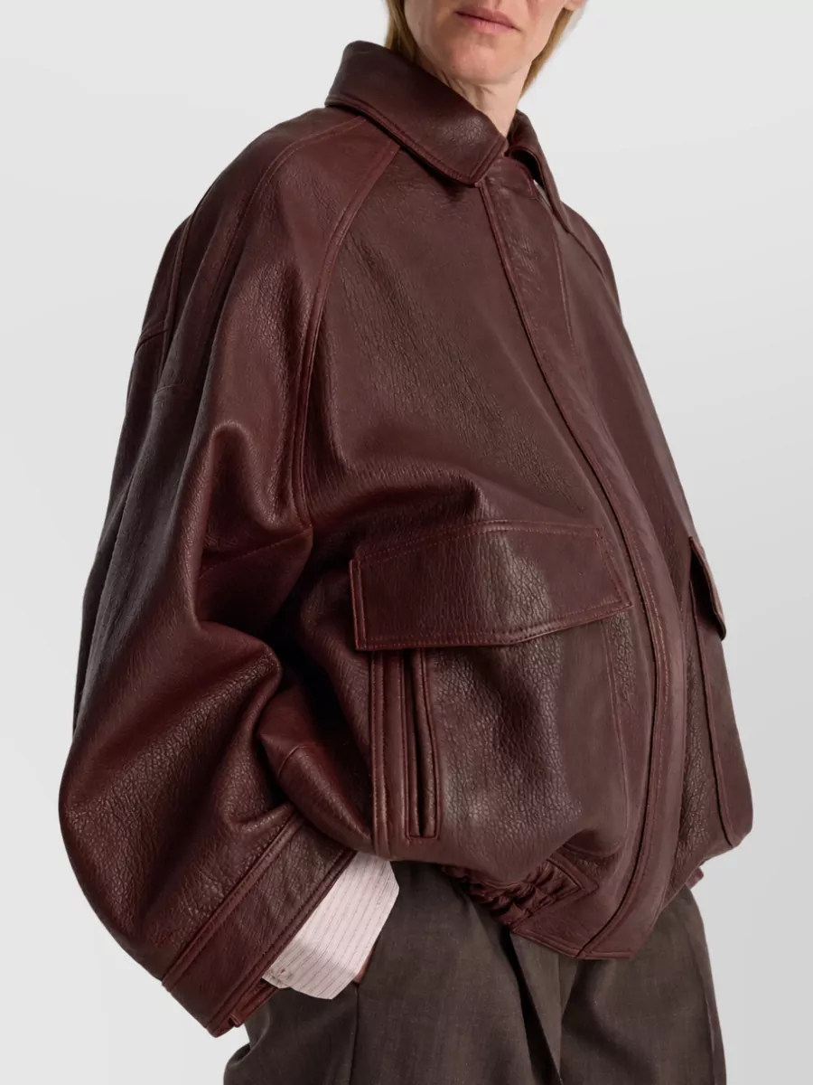 Róhe Grainy Leather Oversized Aviator Jacket