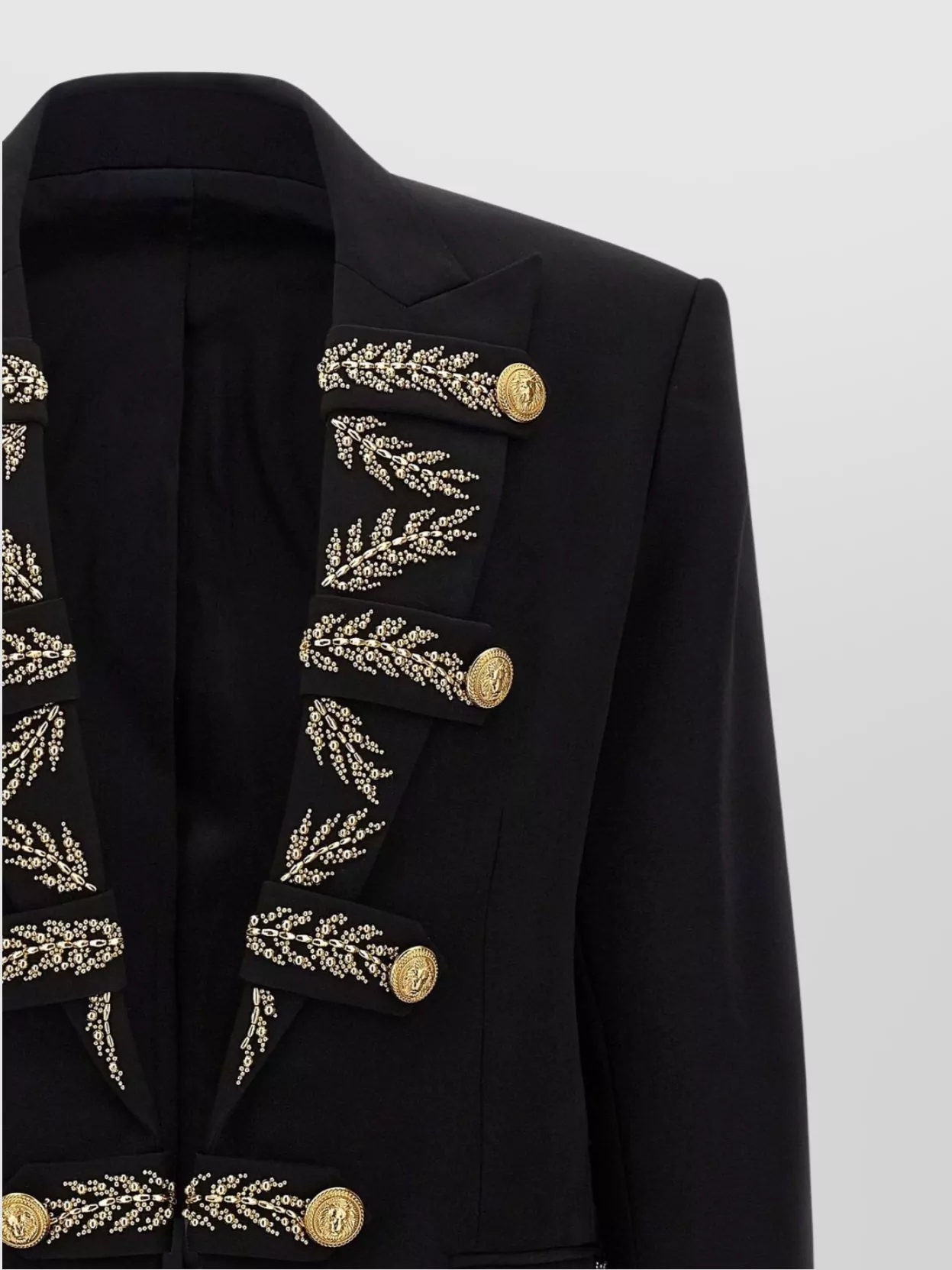 Balmain Blazer With Leaf Embroidery And Gold Buttons
