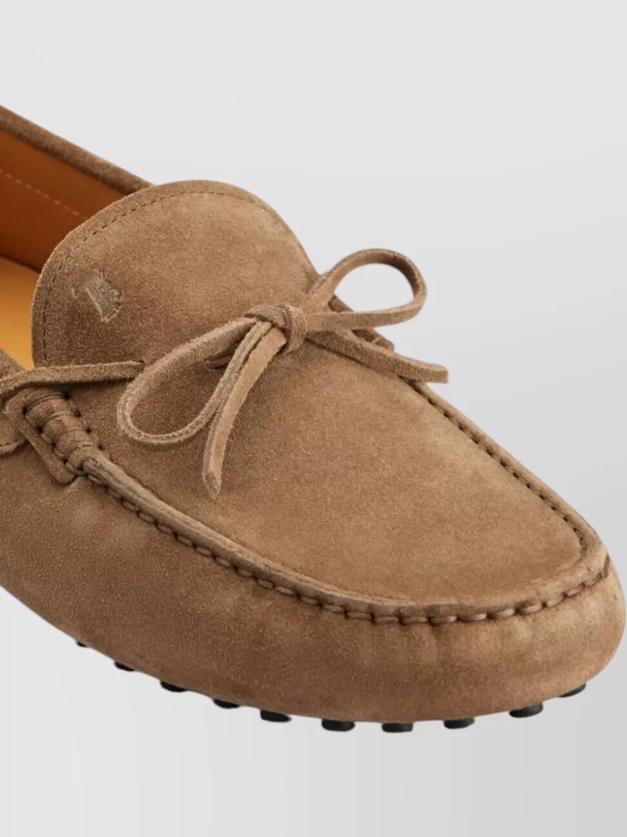 Tod's Suede Gommino Loafers Lace Detail Bow