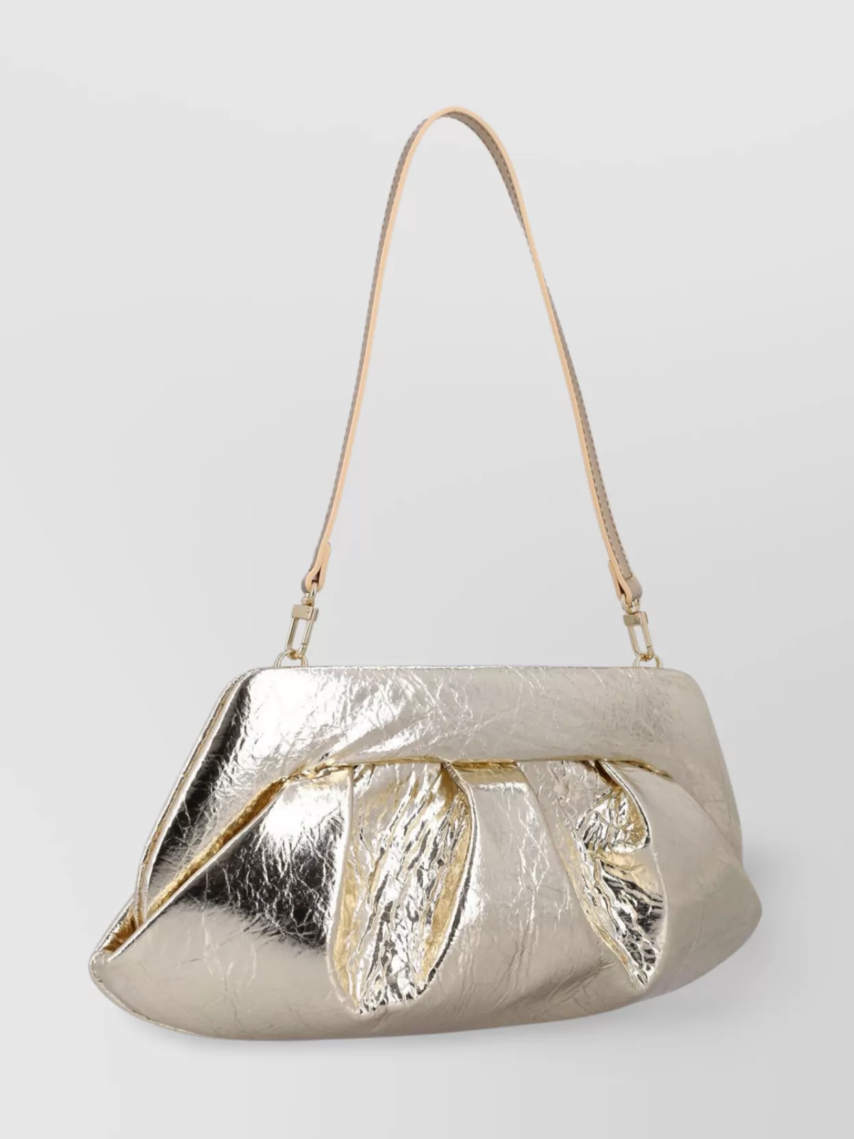 Themoirè Structured Pleated Clutch Shoulder Strap