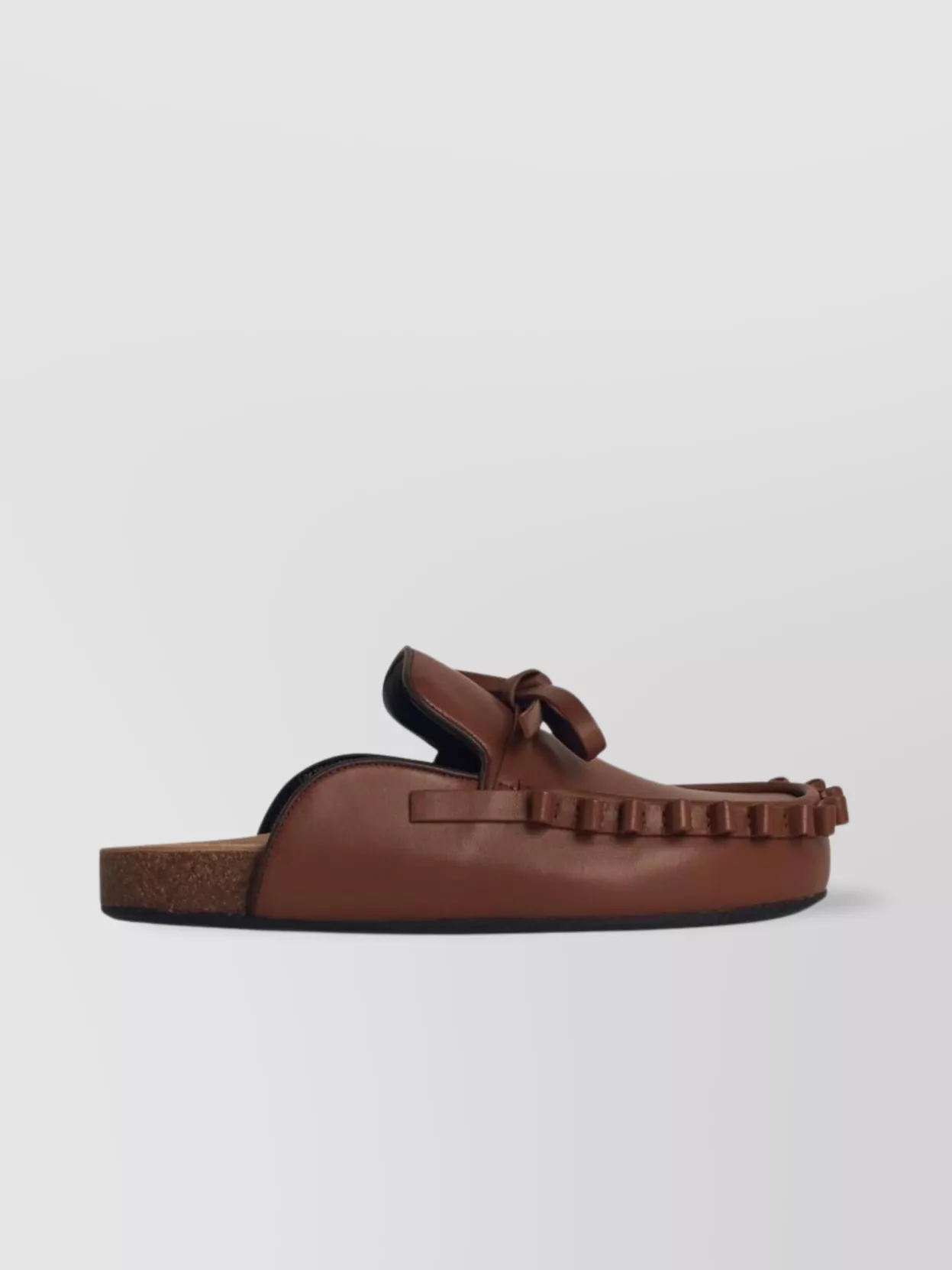Jw Anderson Leather Slippers With Ruffle Trim And Bow