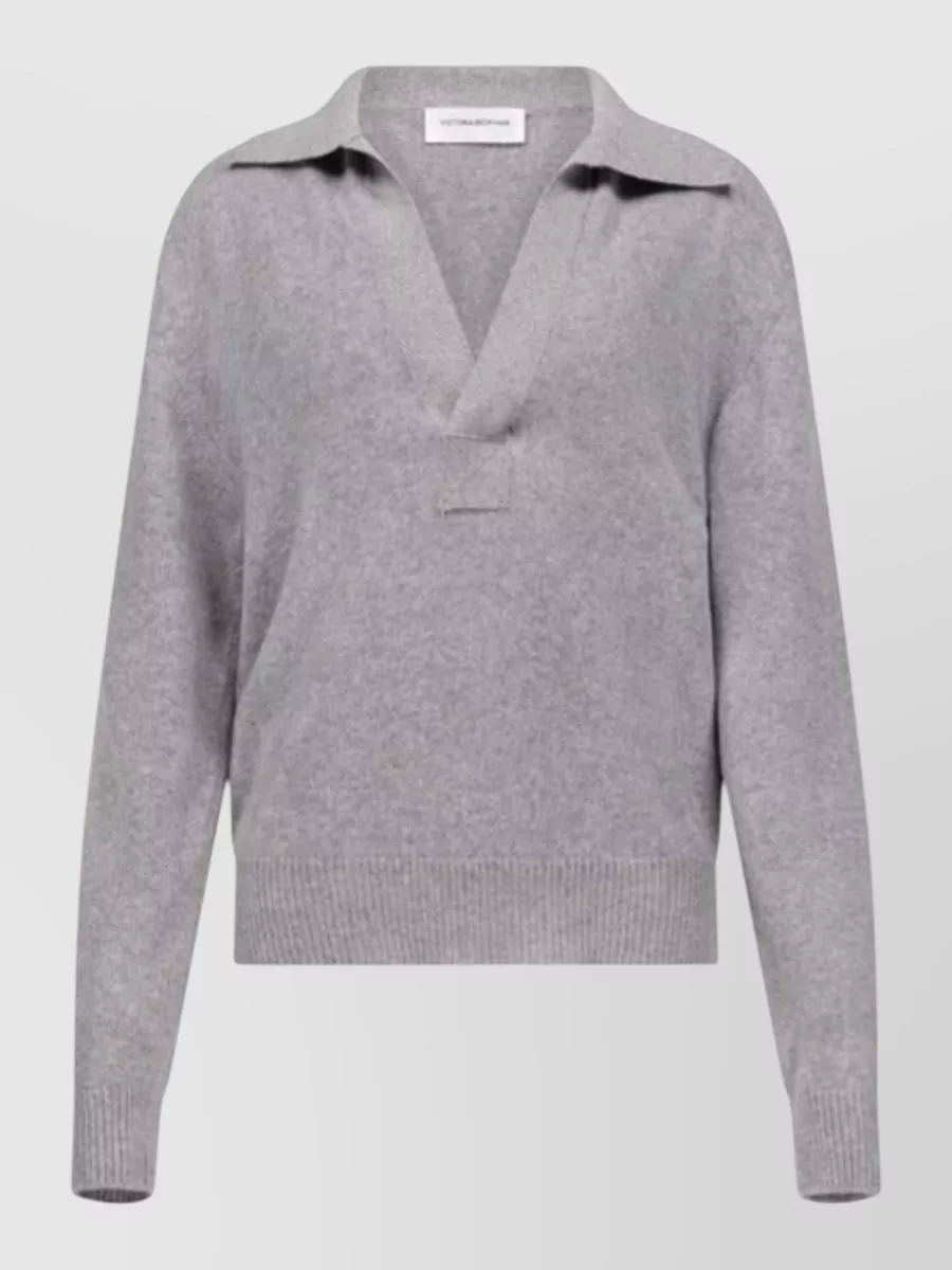 Victoria Beckham cashmere-blend fine-knit long-sleeve sweater