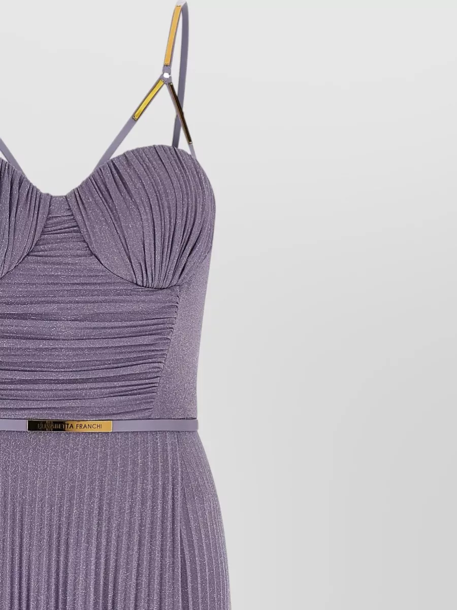 Elisabetta Franchi Carpet Dress Belt Metallic Accents Pleated