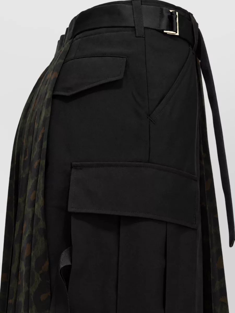 Sacai Leopard-Print Pleated Midi Skirt