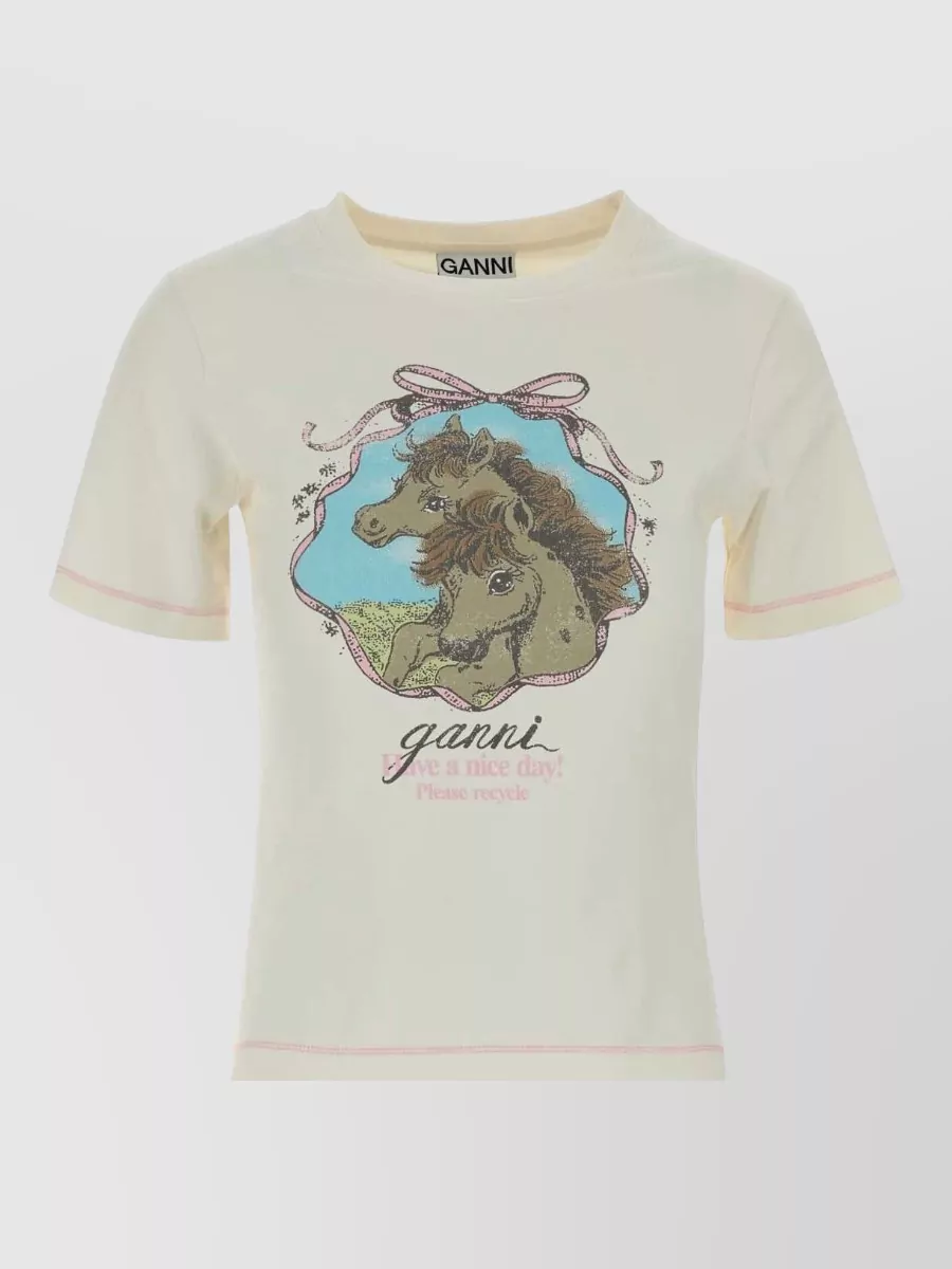 Ganni Stretch cotton t-shirt