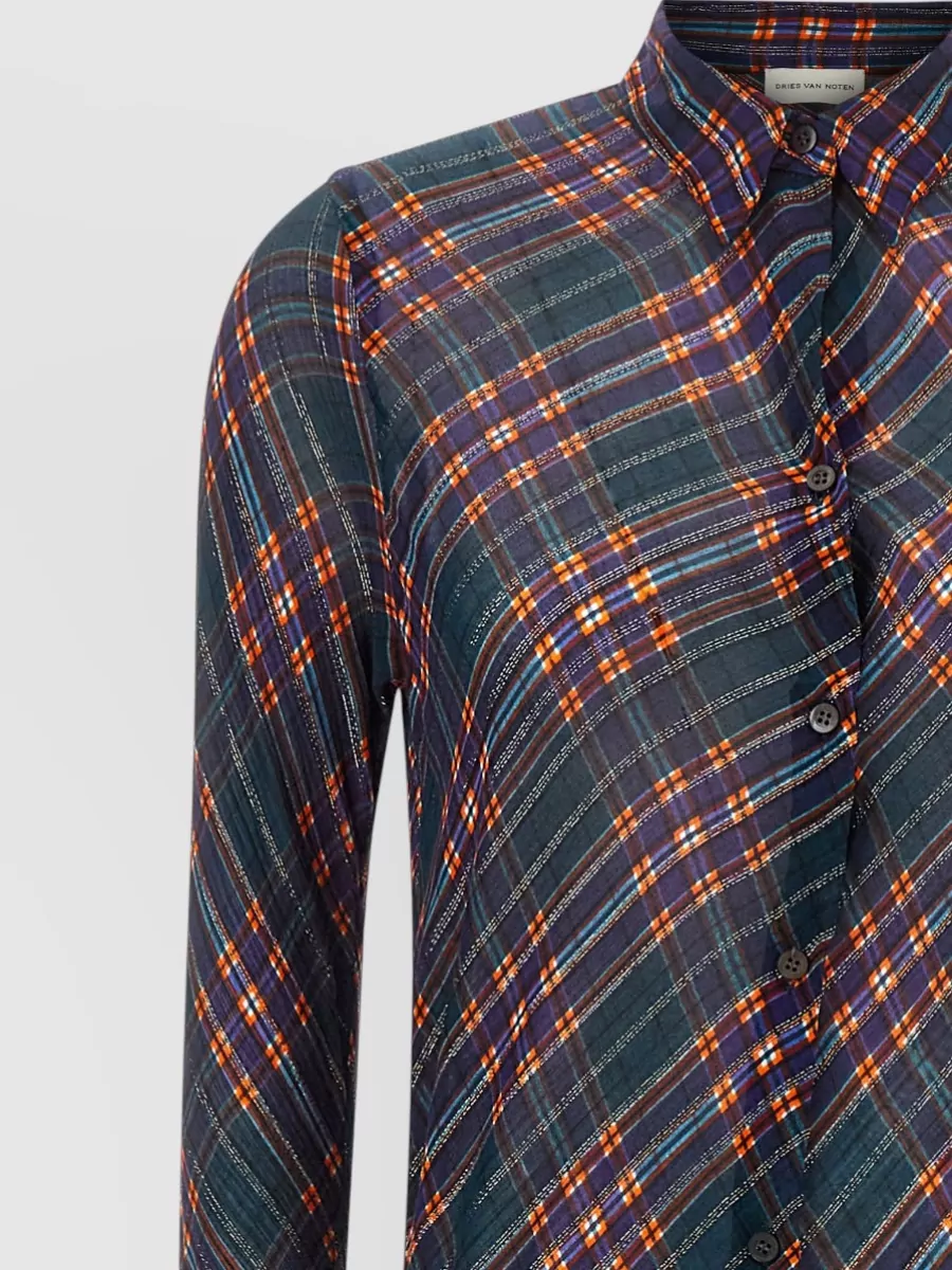 Dries Van Noten Dalima Checked Silk Maxi Shirt Dress