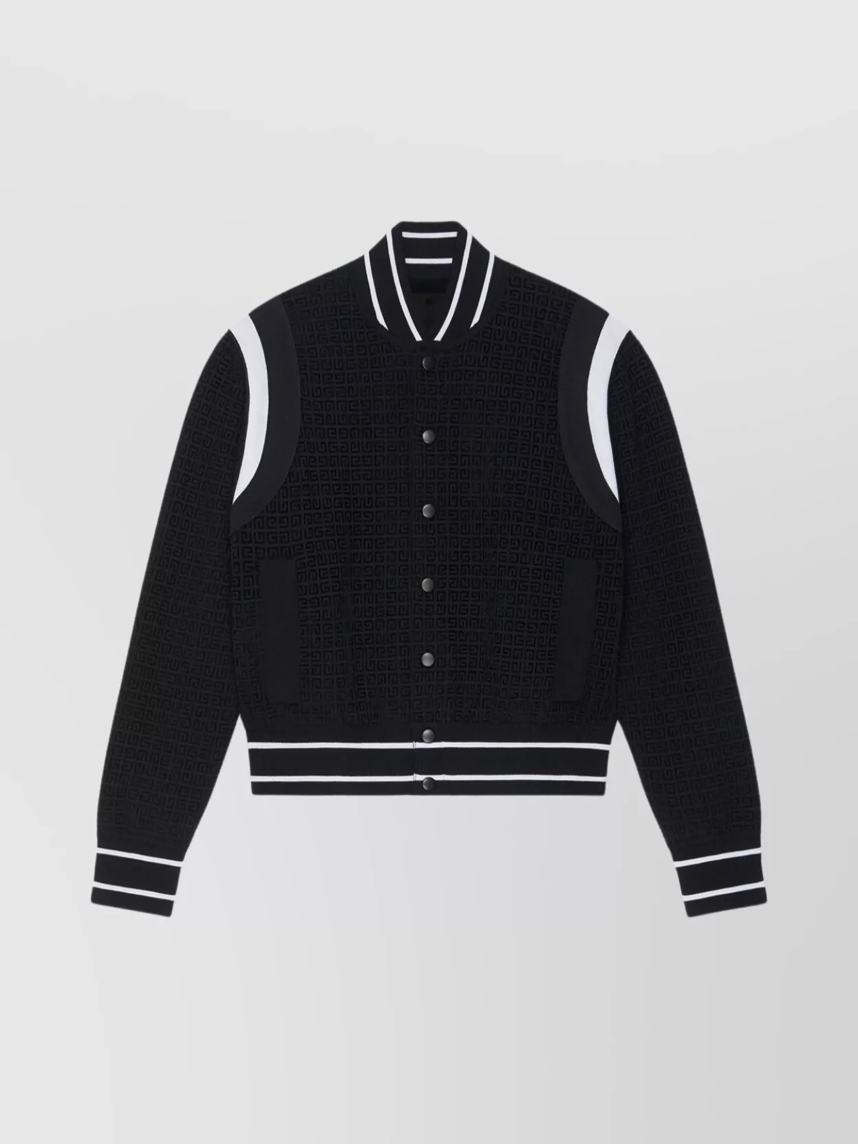 Shop Givenchy Velvet Texture Knit Varsity Jacket In Black