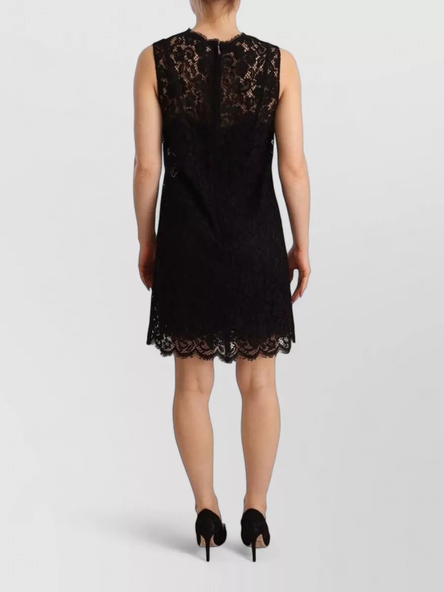 Dolce&Gabbana Floral Lace Sleeveless Knee-Length Dress