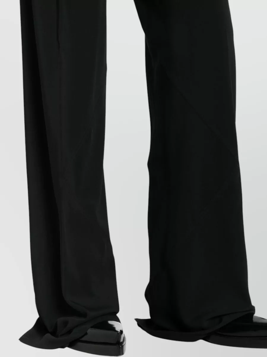Rick Owens Silk Blend Trousers Wide Leg Seams