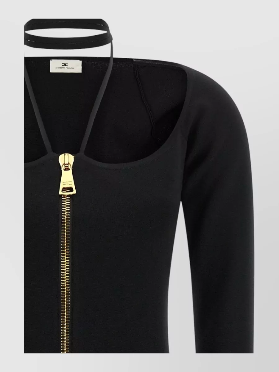 Elisabetta Franchi Fine-Knit Halterneck Mini Dress