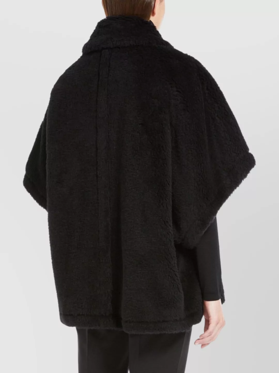 Max Mara Alpaca Wool Teddy Cape With Silk Base