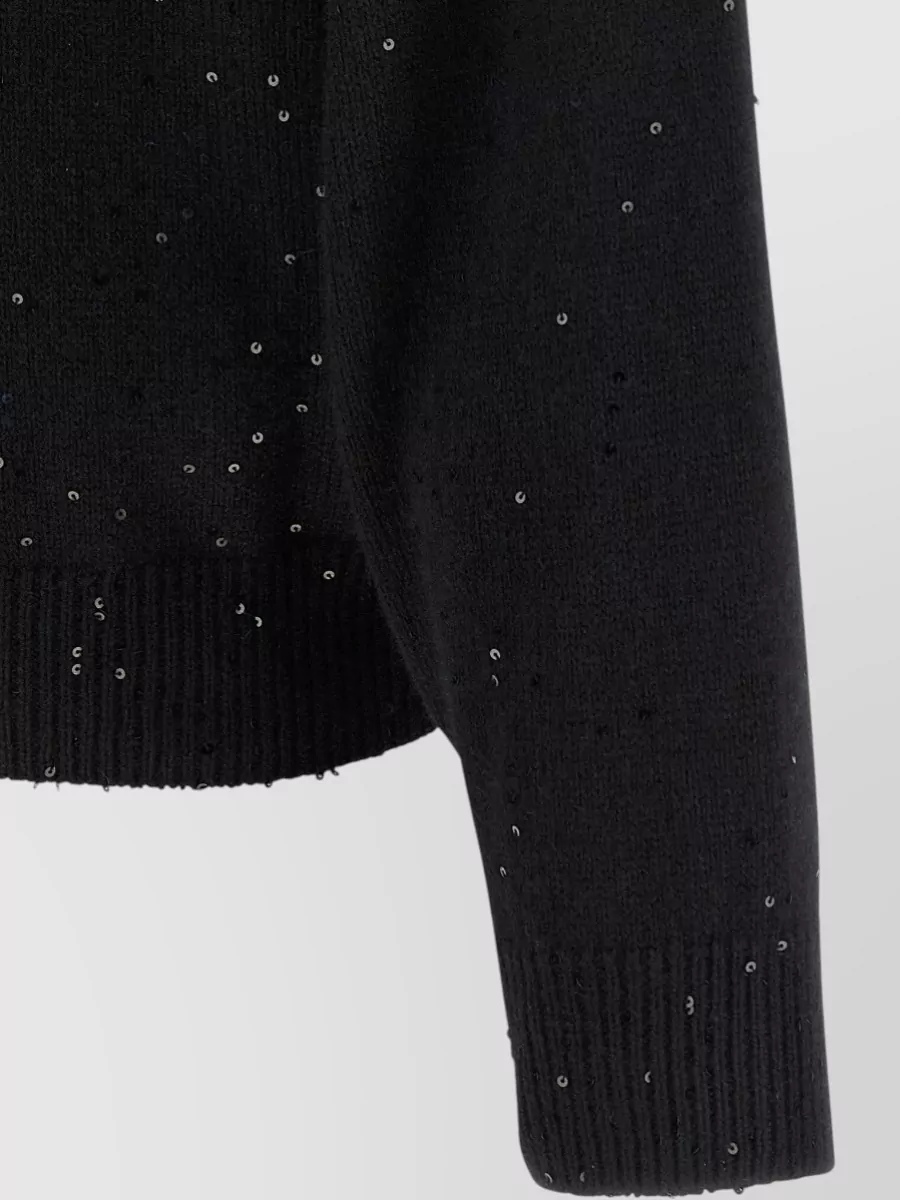 Brunello Cucinelli Cashmere Silk Sequin Appliqué Crew Neck Long-Sleeve Sweater