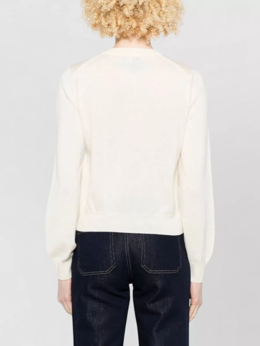 Maison Kitsuné Wool Ribbed Trim Crewneck Cardigan