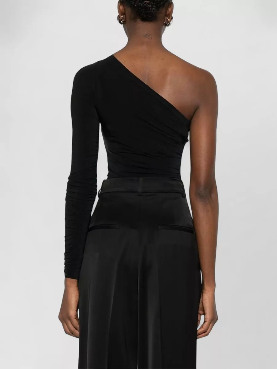Wolford One Shoulder Ruched Long Sleeve Bodysuit