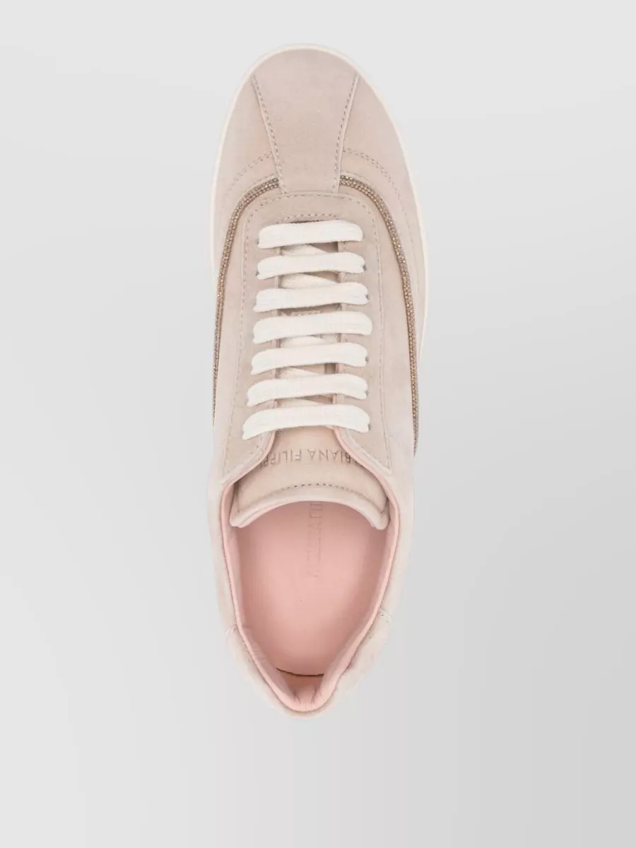 Fabiana Filippi Suede Leather Sneakers Low Top Design