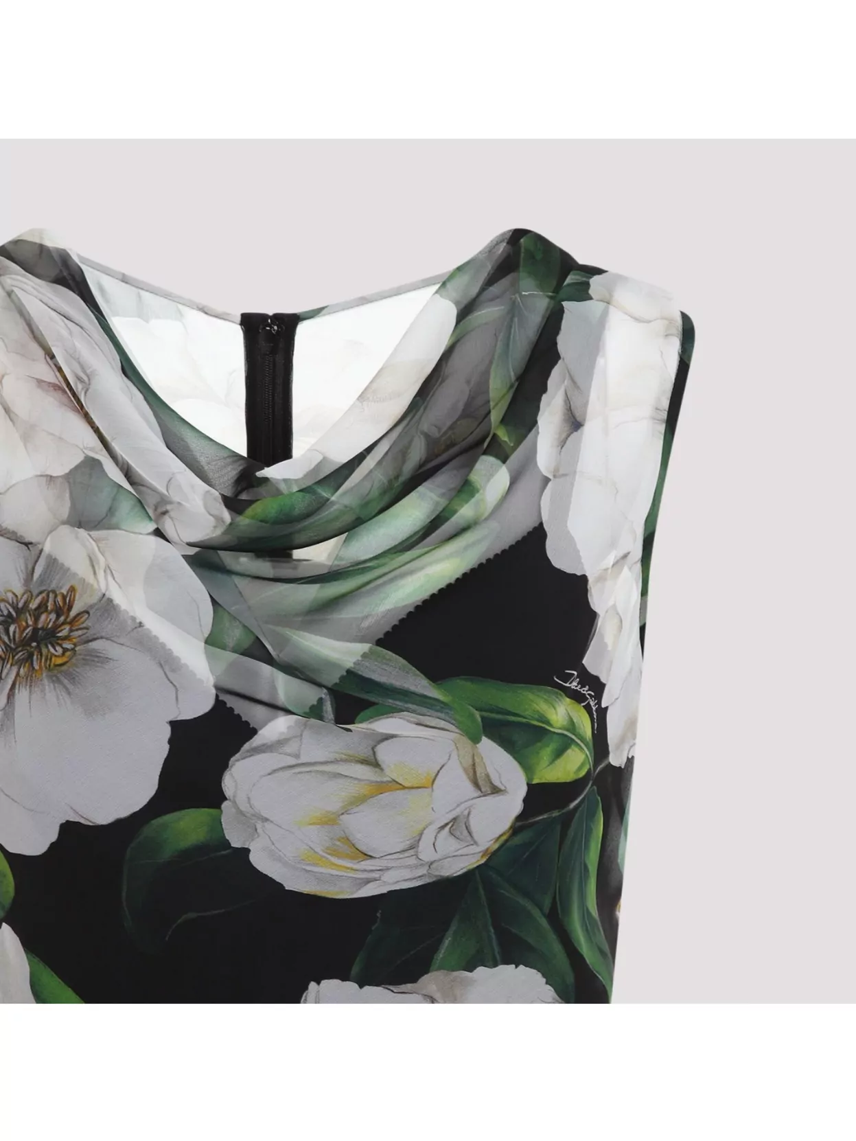Dolce & Gabbana Silk Dress With Floral Print Dresses Multicolor In Black