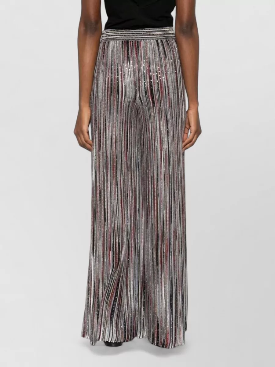 Missoni High Rise Striped Metallic Wide Leg Trousers