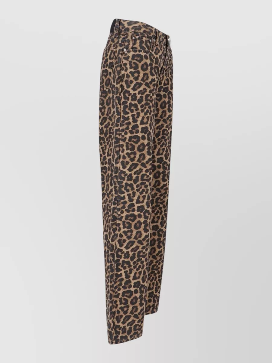 Anine Bing High Waist Animal Print Wide Leg Trousers