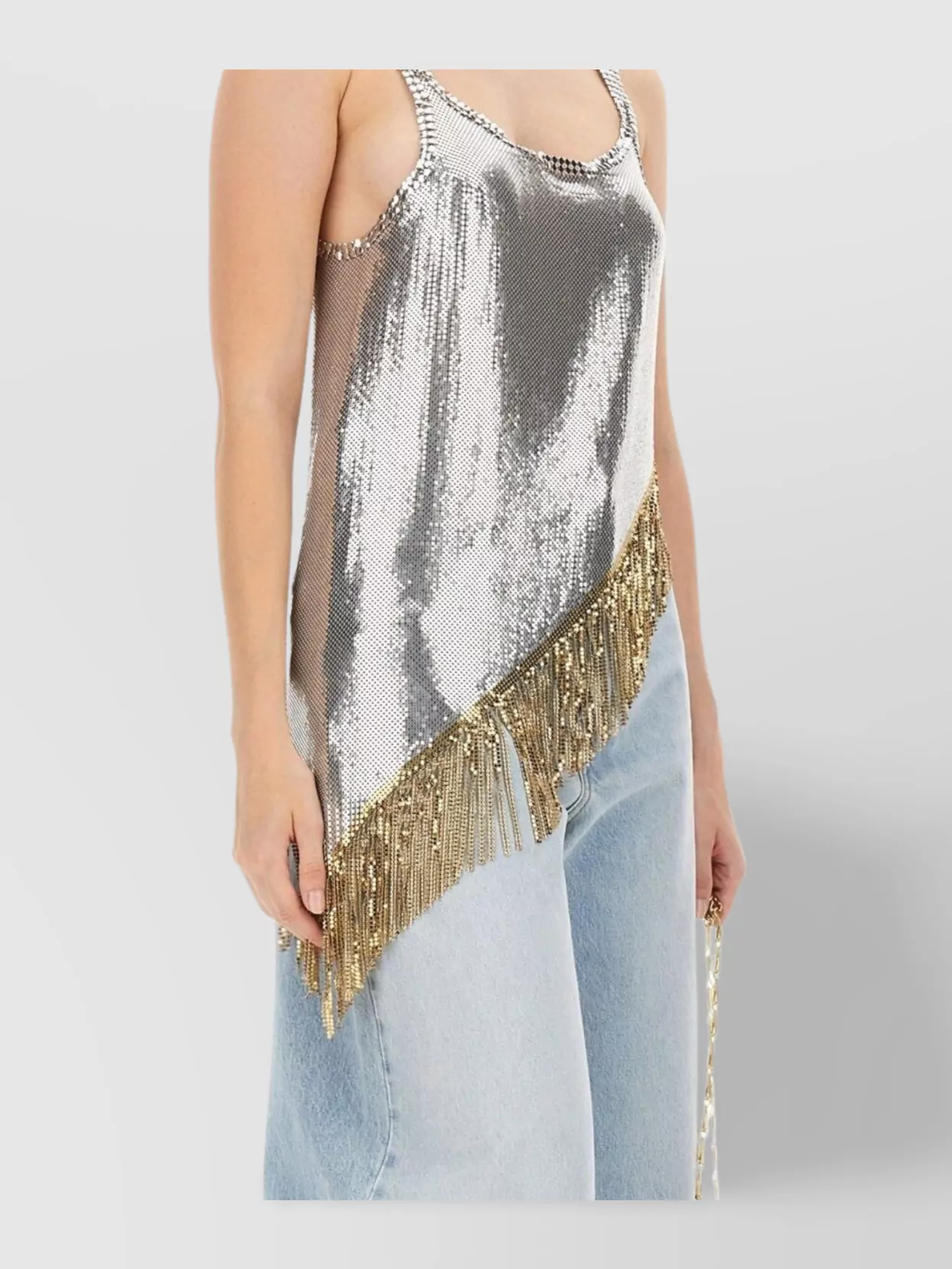 Rabanne Metallic Top With Fringe Detail