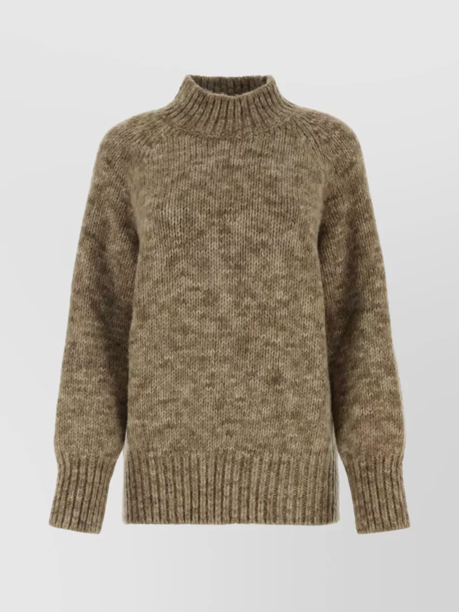 Shop Maison Margiela Textured Knit Alpaca Blend Sweater In Brown
