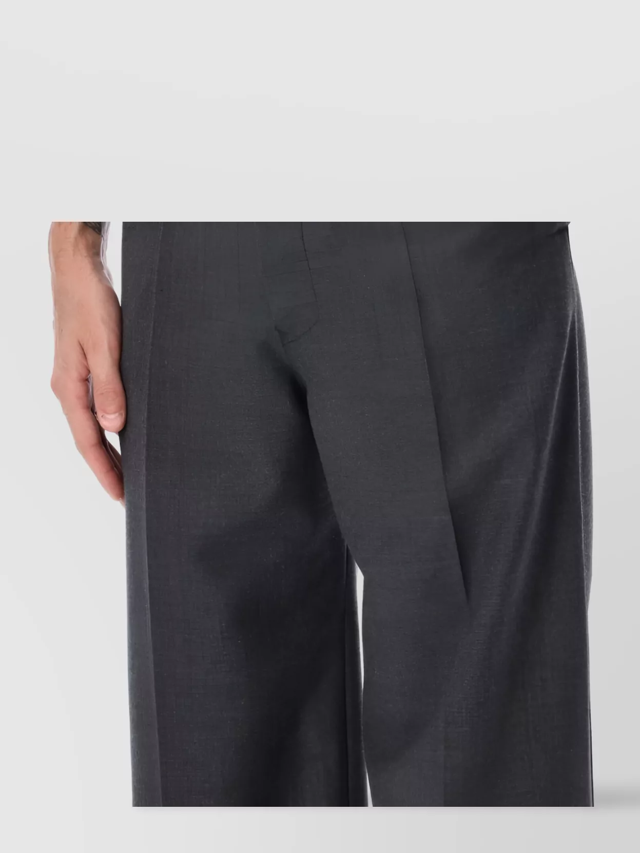 Lemaire Wide Leg Tailored Trousers Pleated Front In Gray