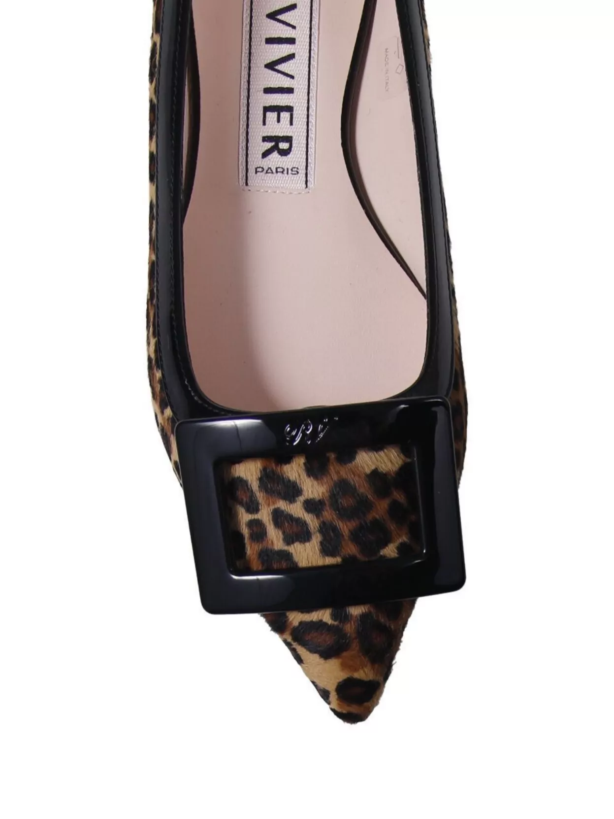 Roger Vivier Bicolor Pointed Toe Ballerina Shoes In Animal Print