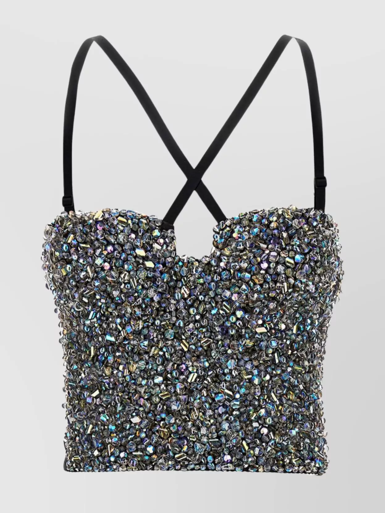 Dolce & Gabbana Bustier Top With Embroidered Sequins In Black