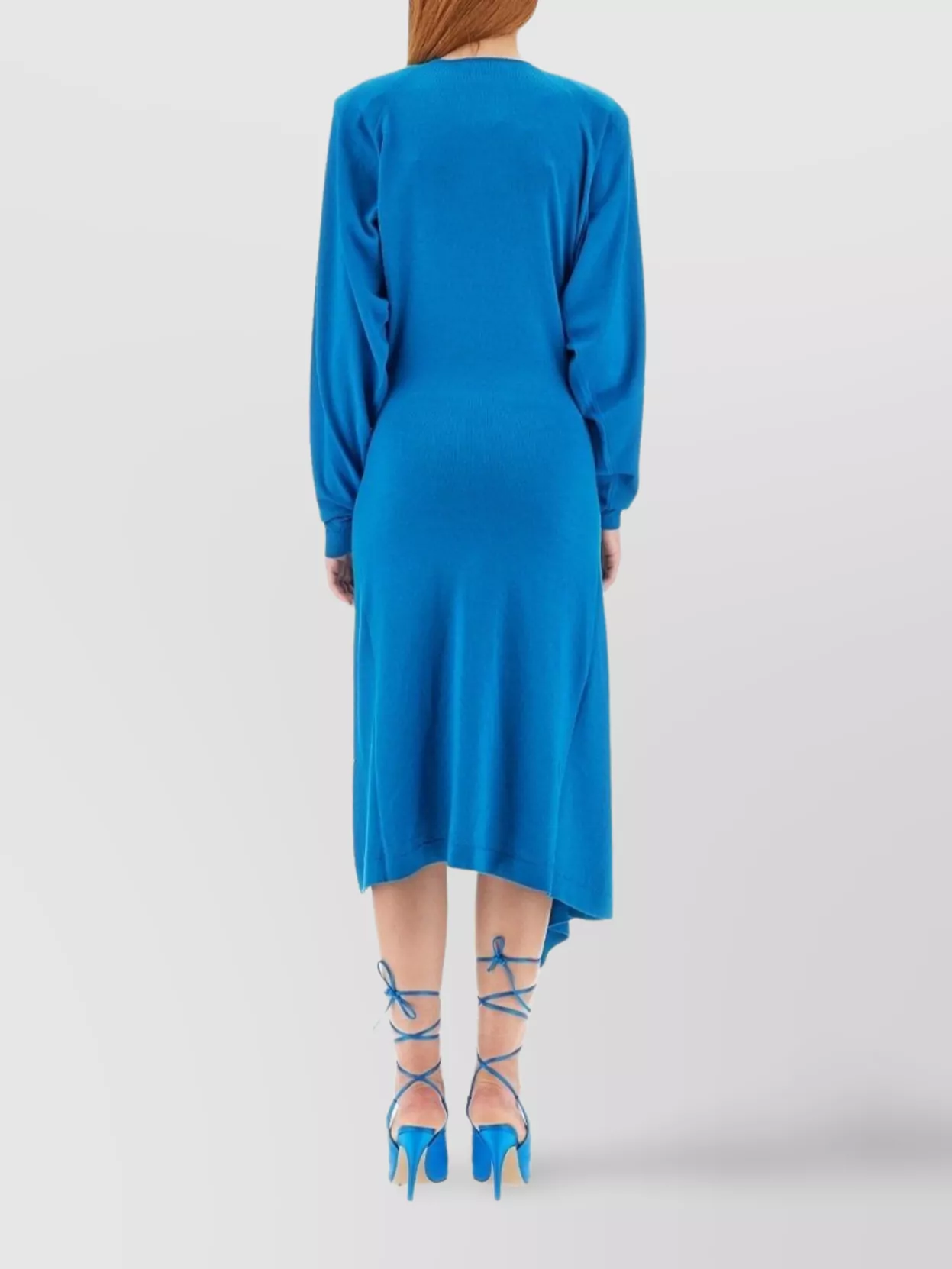 Attico Midi Dress With Asymmetric Hem And Belted Waist