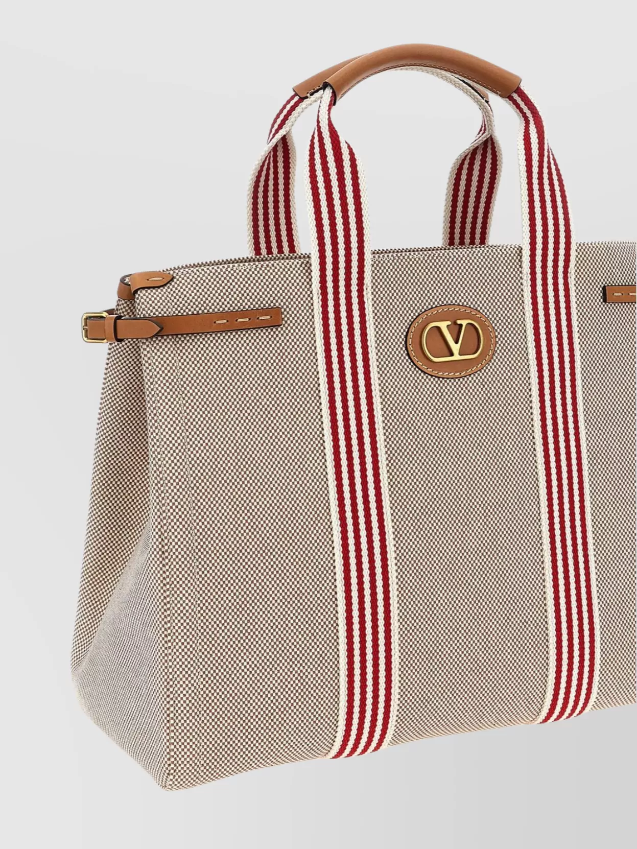 Valentino Antibes Striped Top Handles Tote Bag