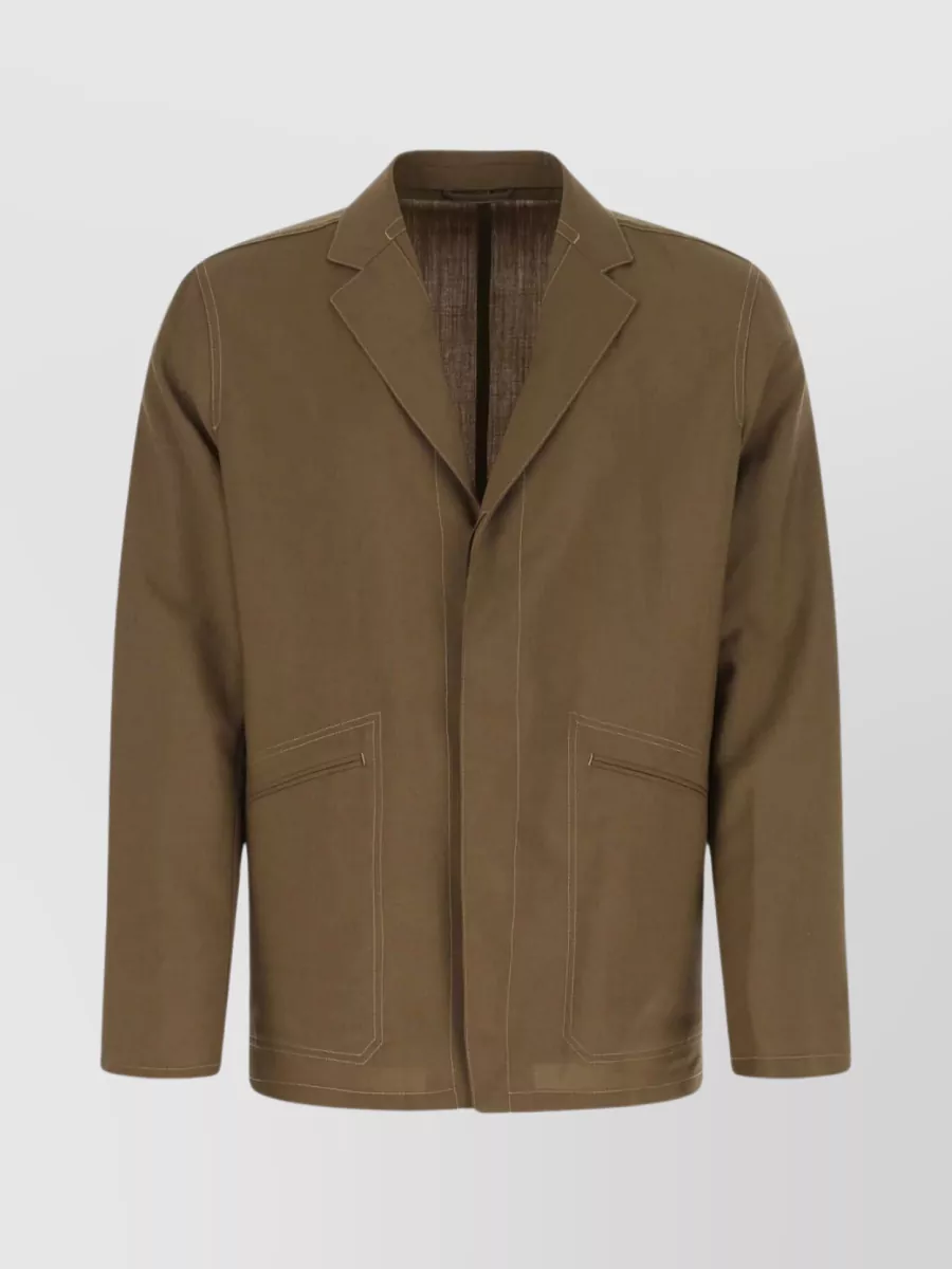 Shop Zegna Refined Wool Blend Jacket In Brown