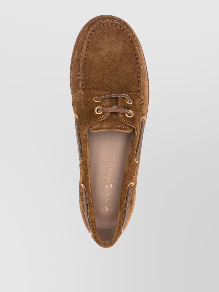 Gianvito Rossi Vandee Suede Moc Toe Loafers Rubber Sole