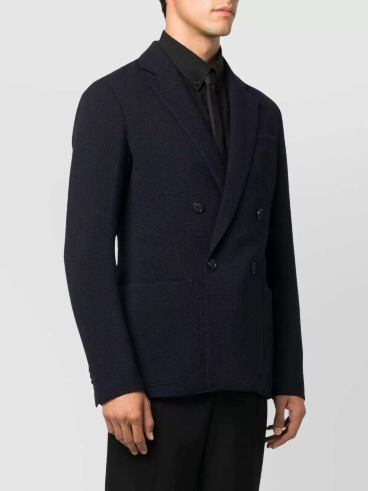 Giorgio Armani Textured Jacket With Notch Lapels And Pockets