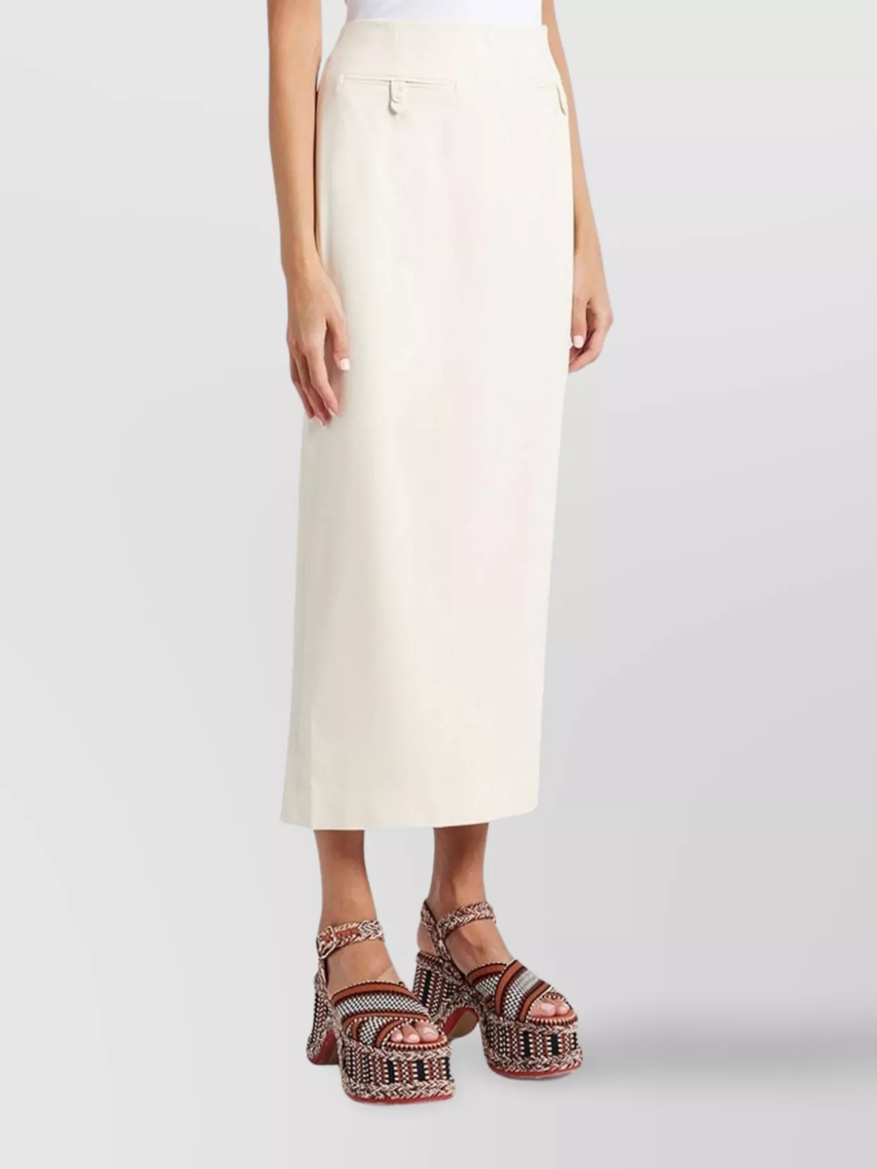 Staud Tailored Skirt With Slit And Pockets In White
