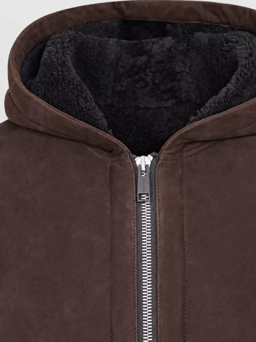 Yves Salomon Lamb Leather Hooded Jacket