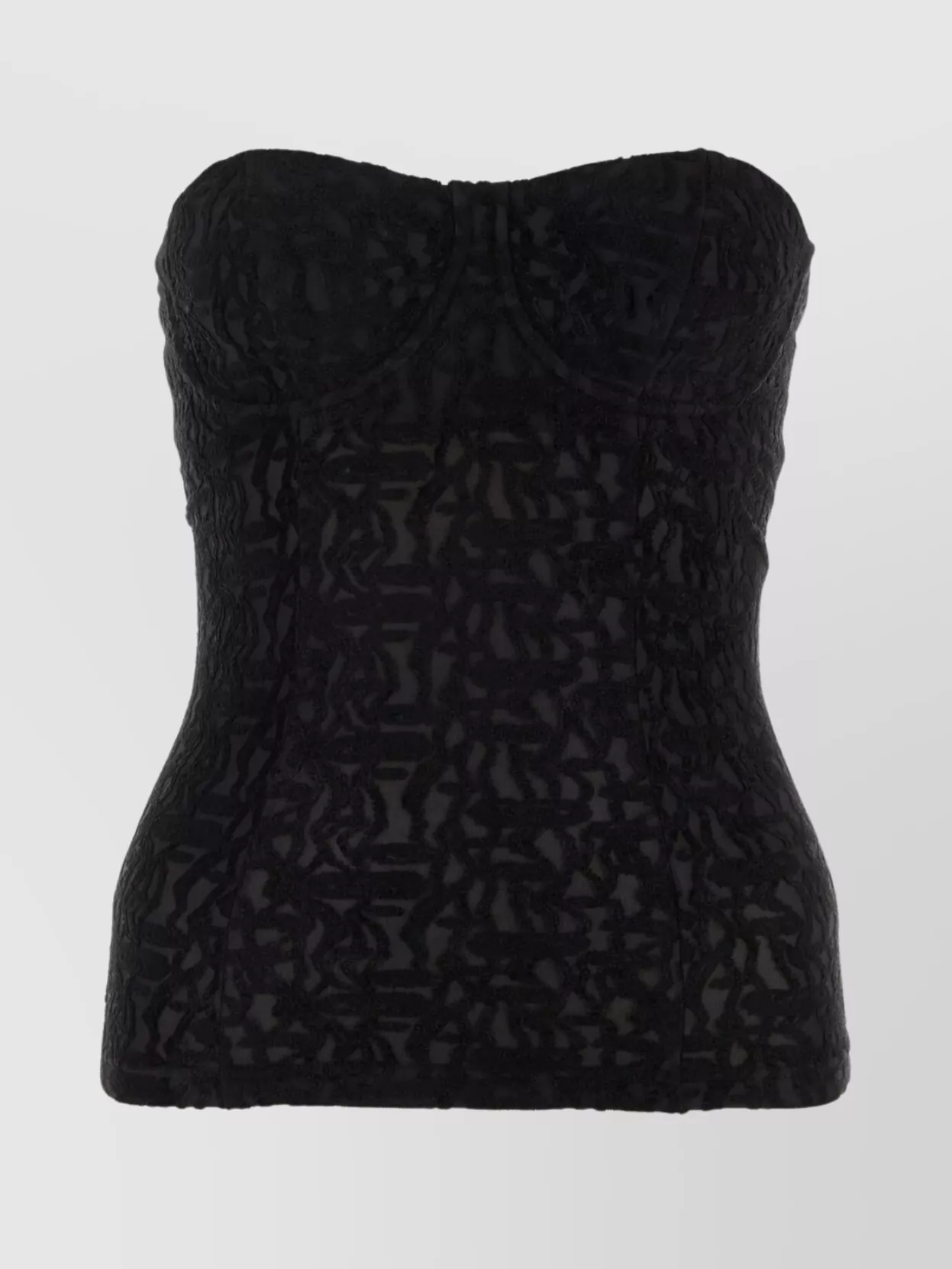 Shop Isabel Marant Structured Strapless Viscose Blend Bodice With Textured Pattern In Black