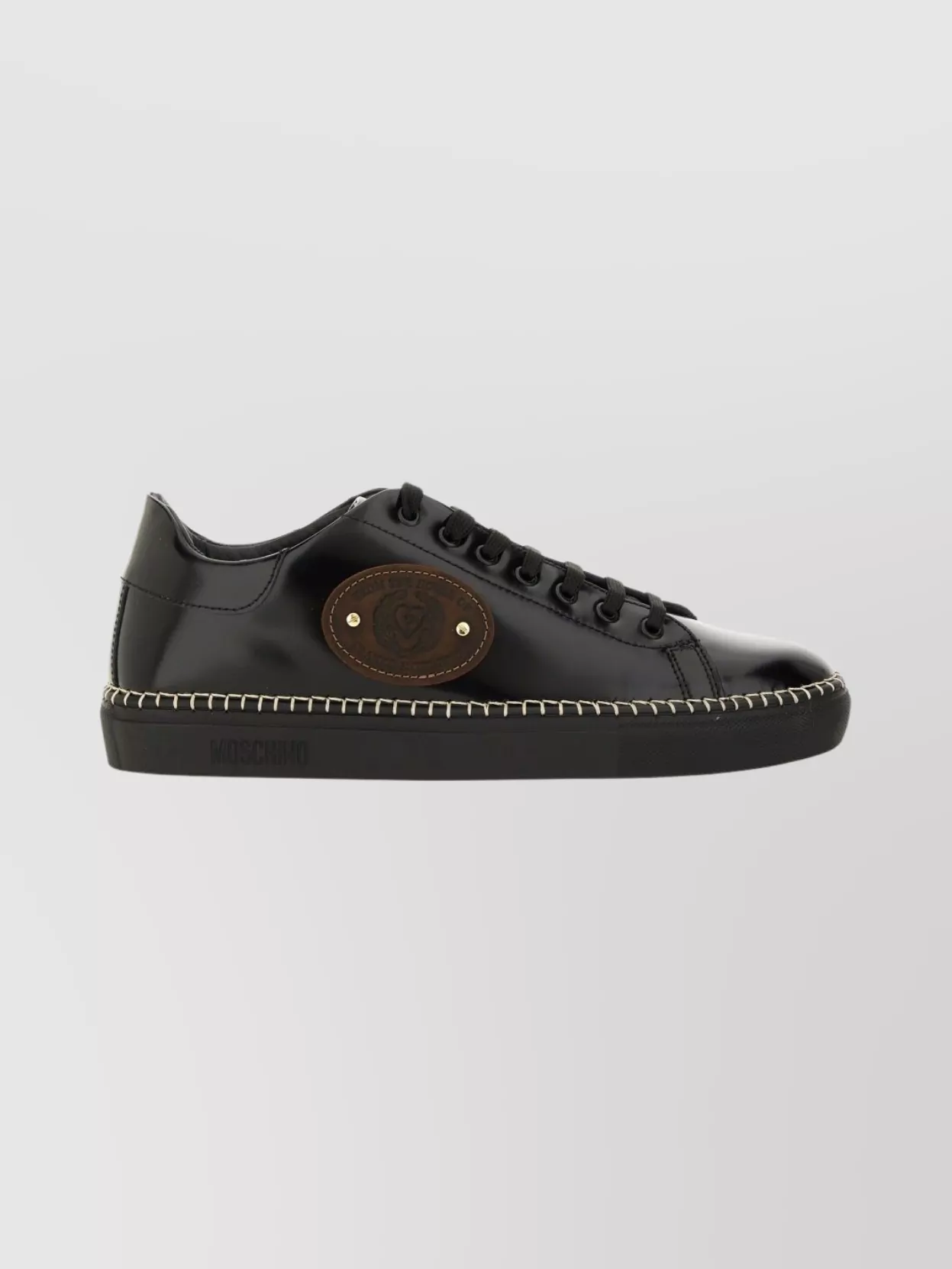 Moschino Round Toe Sneakers With Flat Sole And Stitching