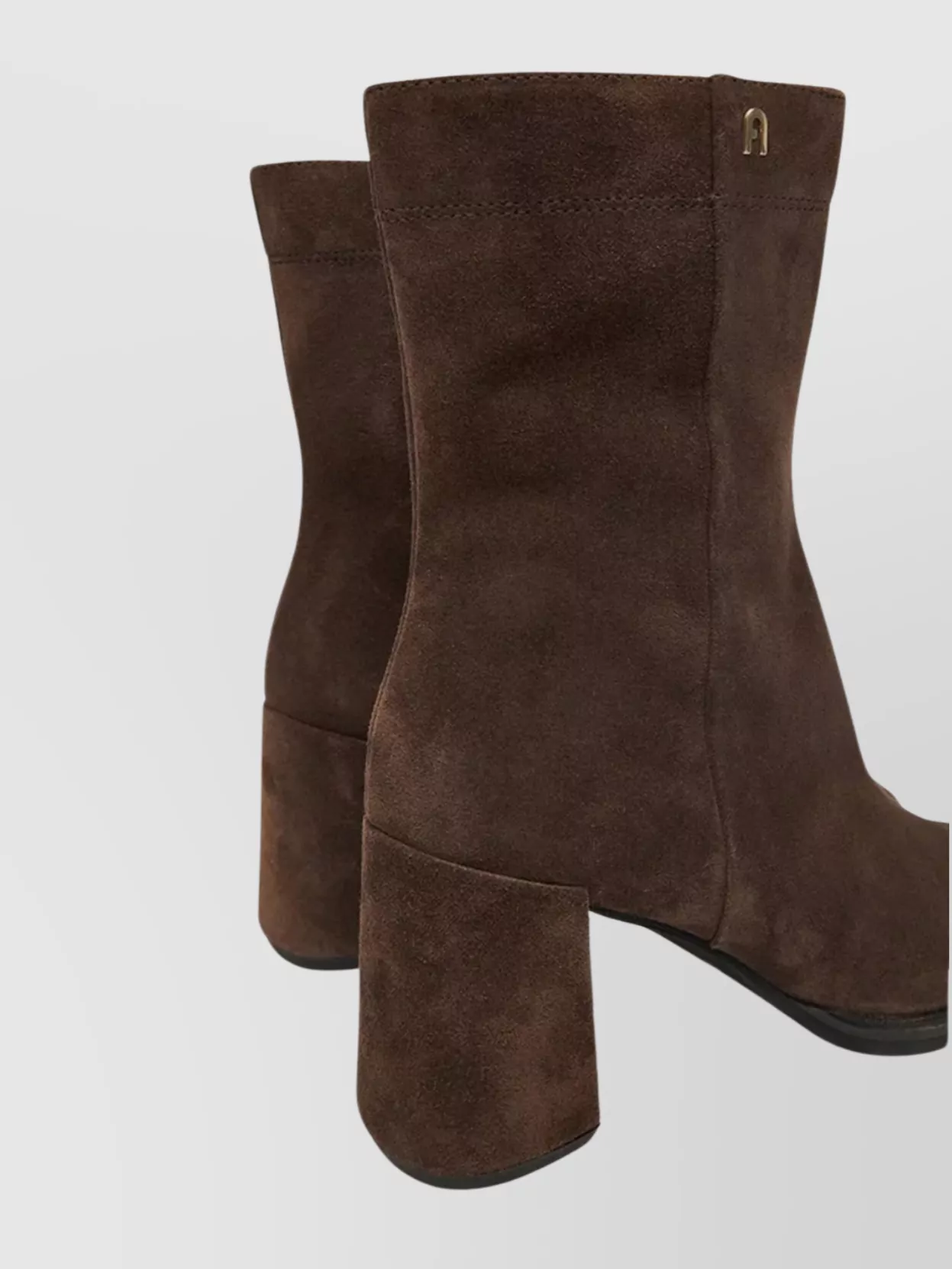 Furla Square Toe Suede Ankle Boots With Block Heel