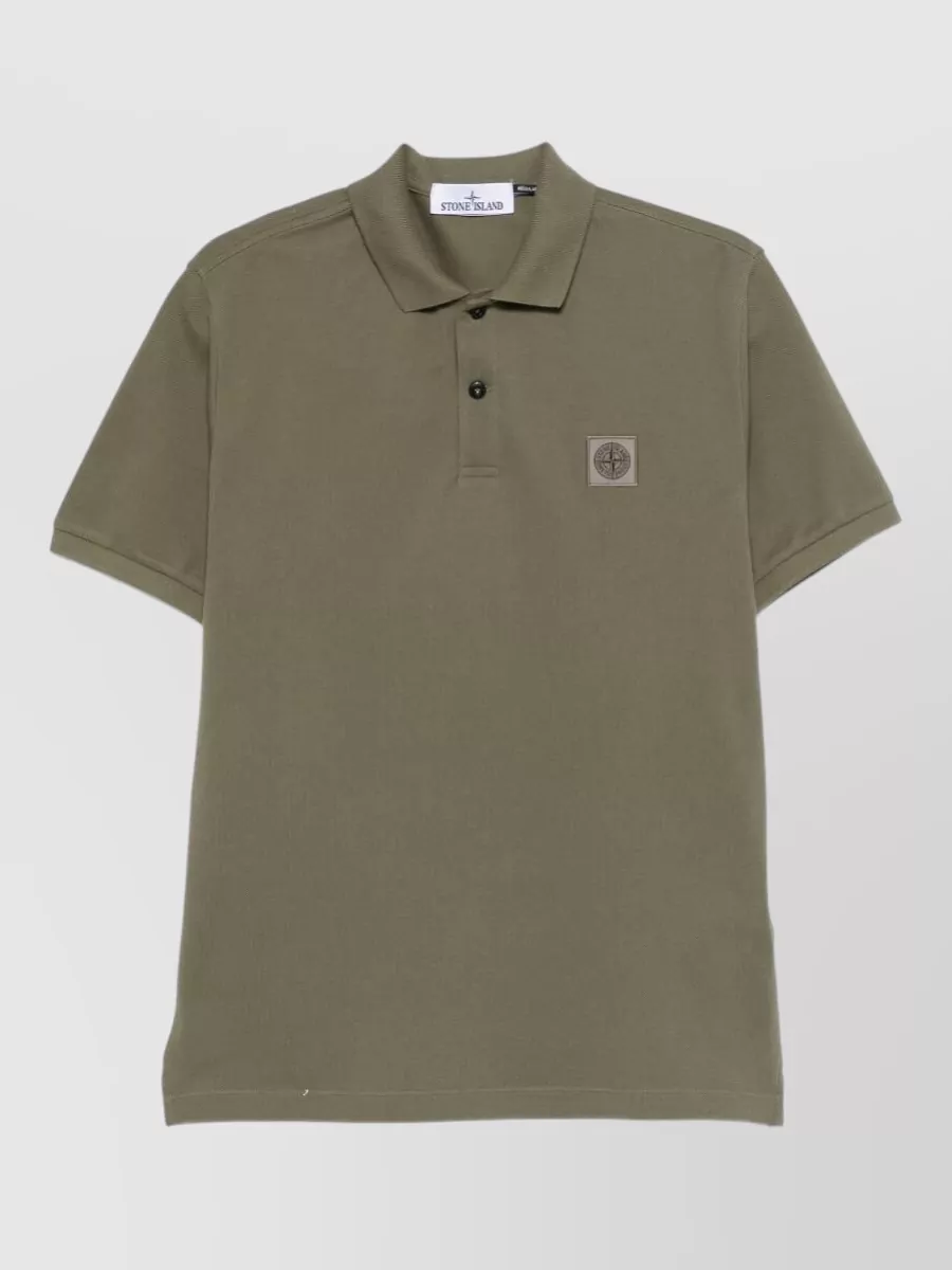 Stone Island cotton logo-patch short-sleeve polo shirt